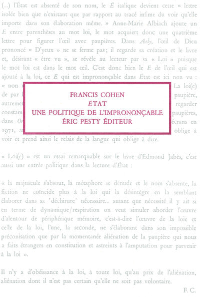 État, une politique de l'imprononçable